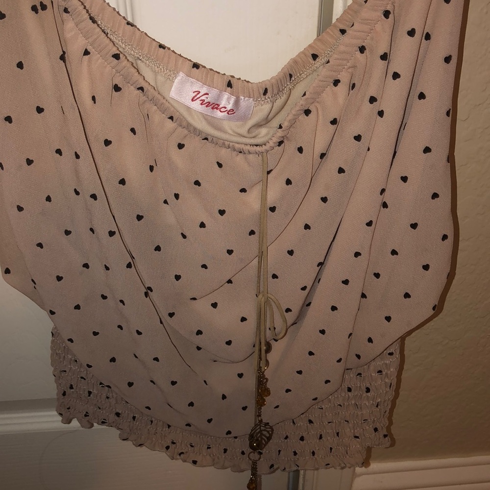 Mesh strapless top with black hearts - Picture 3 of 5